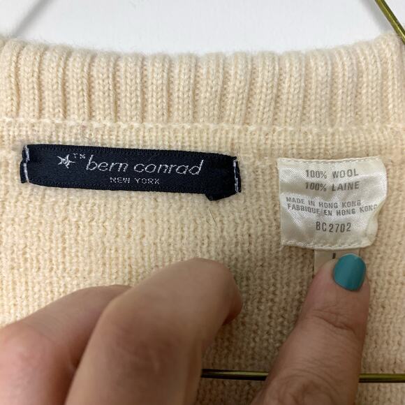 Bern Conrad Ivory 100% wool collared double breasted oversized cardigan Sz large - Picture 5 of 10